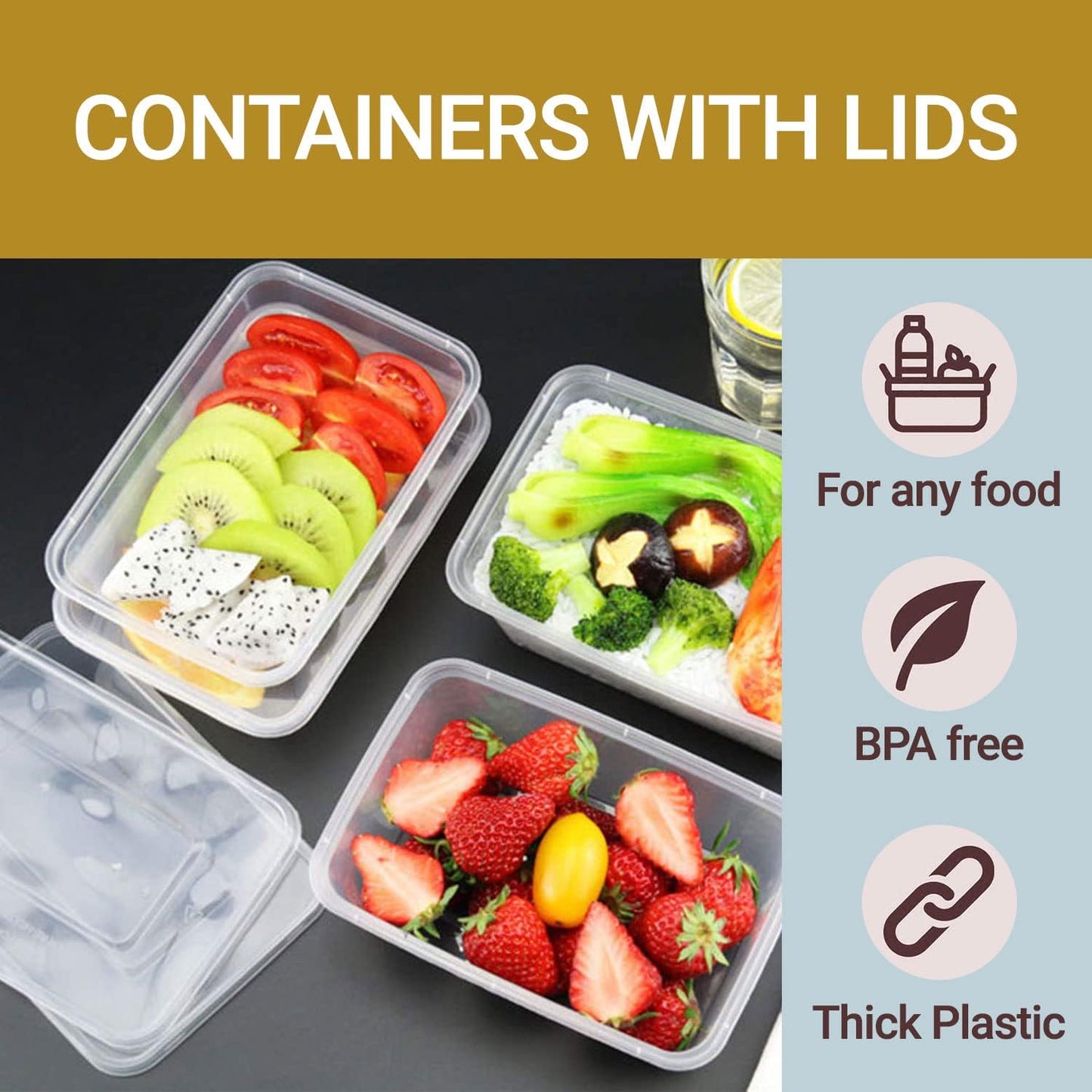 Clear Food Storage Containers 500ml Lids